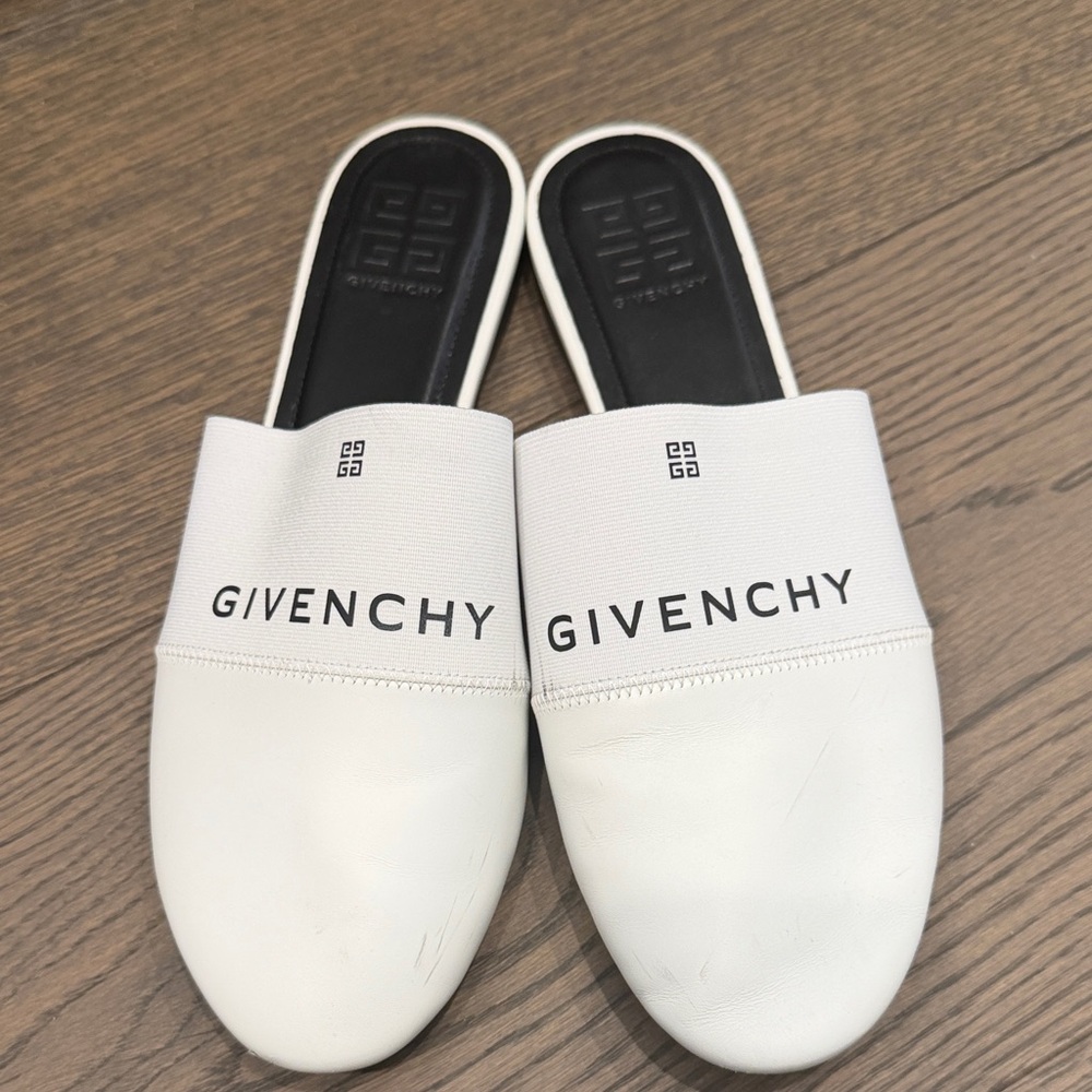 Givenchy White Logo Mules